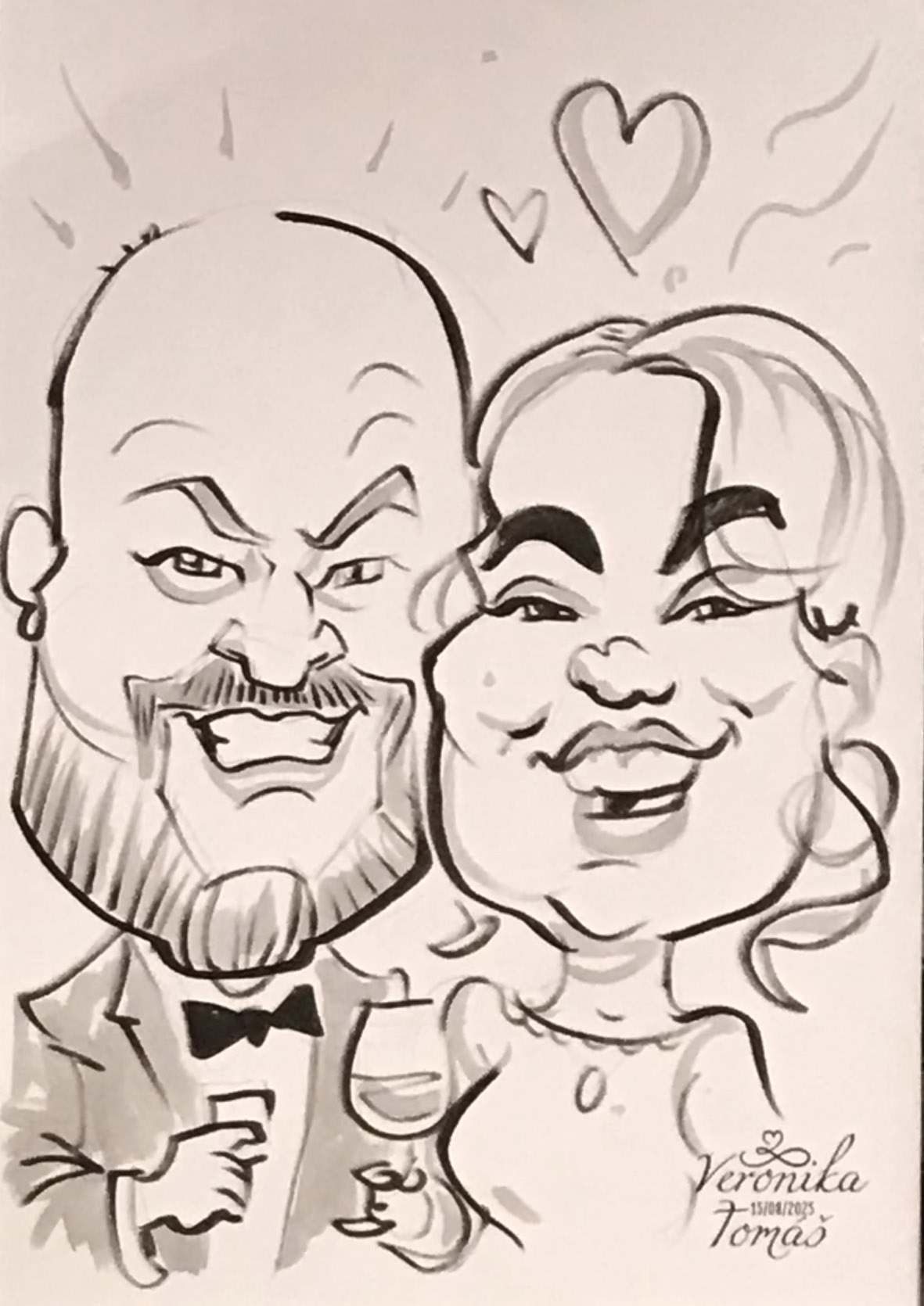 karikaturista na svatbu